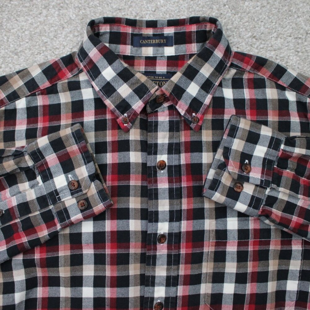 Pendleton Canterbury Shirt Mens Medium Red/Black Cotton/Wool Long Sleeve Button